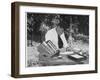 Jack London American Writer, in 1913 Writing in His Garden-null-Framed Photographic Print