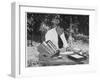 Jack London American Writer, in 1913 Writing in His Garden-null-Framed Photographic Print