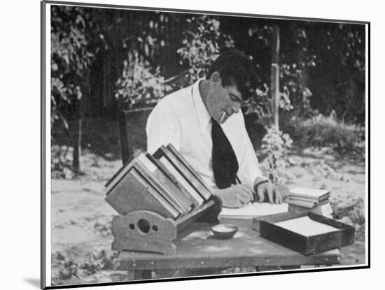 Jack London American Writer, in 1913 Writing in His Garden-null-Mounted Photographic Print