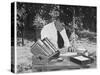 Jack London American Writer, in 1913 Writing in His Garden-null-Stretched Canvas