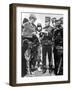 Jack London Showing His Pass To Some Soldiers-null-Framed Photographic Print