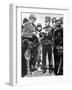 Jack London Showing His Pass To Some Soldiers-null-Framed Photographic Print