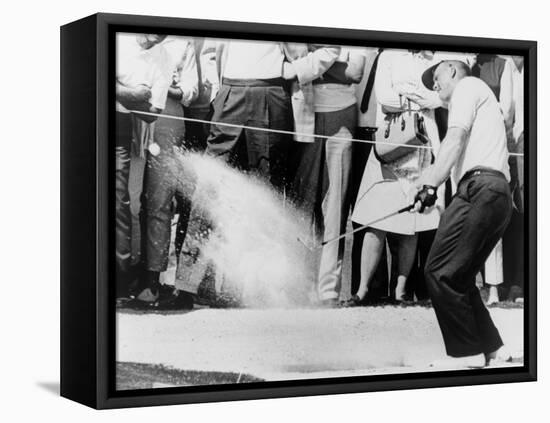 Jack Nicklaus Hitting Golf Ball Out of Sand Trap in 1965-null-Framed Stretched Canvas