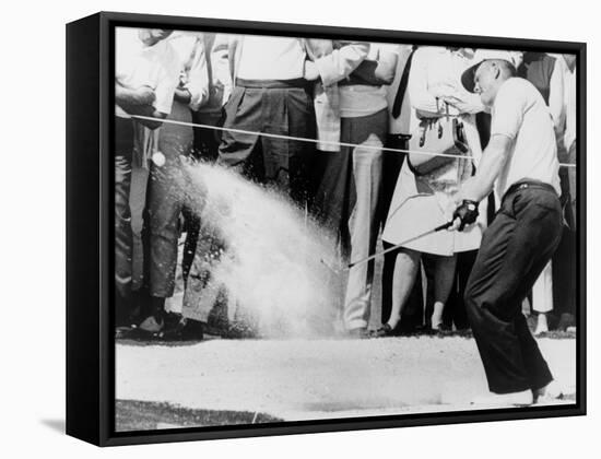 Jack Nicklaus Hitting Golf Ball Out of Sand Trap in 1965-null-Framed Stretched Canvas