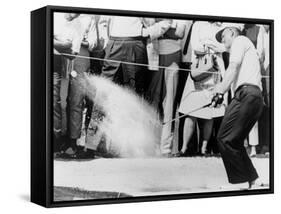 Jack Nicklaus Hitting Golf Ball Out of Sand Trap in 1965-null-Framed Stretched Canvas