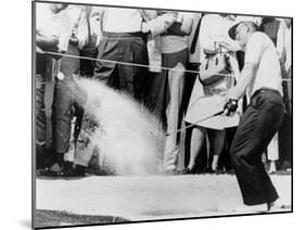 Jack Nicklaus Hitting Golf Ball Out of Sand Trap in 1965-null-Mounted Photo