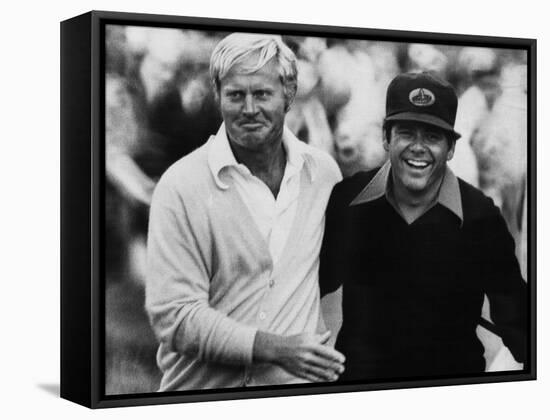 Jack Nicklaus, Lee Trevino, at U.S. Open Championship in Pebble Beach, California, June 18, 1972-null-Framed Stretched Canvas