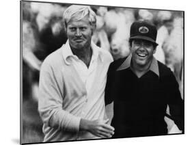 Jack Nicklaus, Lee Trevino, at U.S. Open Championship in Pebble Beach, California, June 18, 1972-null-Mounted Photo