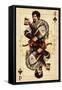 Jack of Spades - Playing Card-Lantern Press-Framed Stretched Canvas