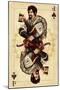 Jack of Spades - Playing Card-Lantern Press-Mounted Art Print