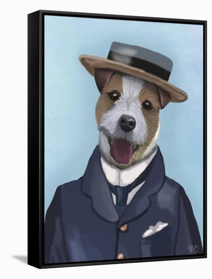 Jack Russell in Boater-Fab Funky-Framed Stretched Canvas