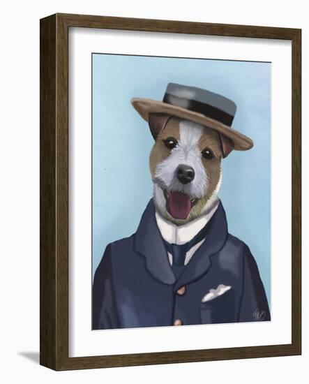 Jack Russell in Boater-Fab Funky-Framed Art Print