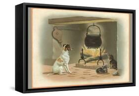 Jack Russell Terrier and Cats-null-Framed Stretched Canvas