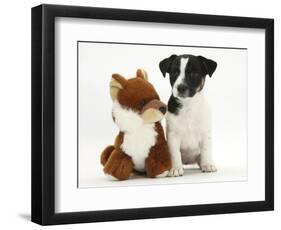 Jack Russell Terrier Puppy, Ruby, 9 Weeks, with Soft Toy Fox-Mark Taylor-Framed Photographic Print