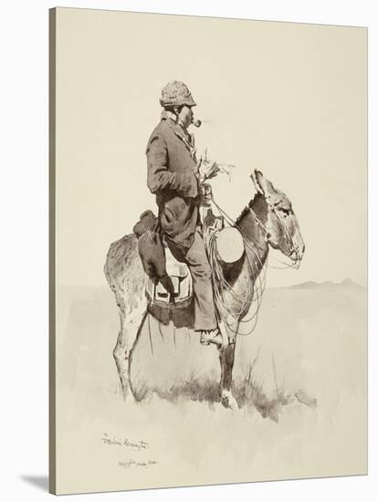 Jack's Man William, a Modern Sancho Panza (Brush, Pen and Ink and Gouache on Paper)-Frederic Remington-Stretched Canvas