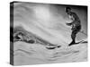 Jack Wilderman Skiing on Ridge Run at Mountain Badly-George Silk-Stretched Canvas