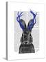 Jackalope with Blue Antlers-Fab Funky-Stretched Canvas