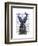 Jackalope with Blue Antlers-Fab Funky-Framed Art Print