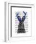 Jackalope with Blue Antlers-Fab Funky-Framed Art Print