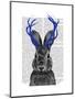 Jackalope with Blue Antlers-Fab Funky-Mounted Art Print