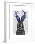 Jackalope with Blue Antlers-Fab Funky-Framed Art Print