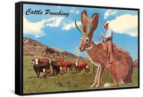 Jackalope with Cattle-null-Framed Stretched Canvas