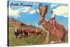 Jackalope with Cattle-null-Stretched Canvas