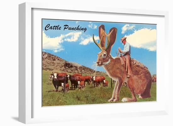 Jackalope with Cattle-null-Framed Art Print