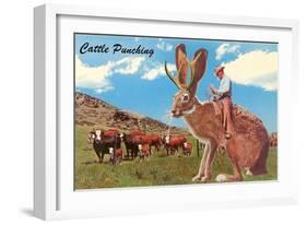 Jackalope with Cattle-null-Framed Art Print