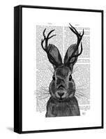 Jackalope with Grey Antlers-Fab Funky-Framed Stretched Canvas