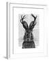 Jackalope with Grey Antlers-Fab Funky-Framed Art Print