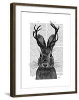 Jackalope with Grey Antlers-Fab Funky-Framed Art Print