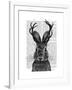 Jackalope with Grey Antlers-Fab Funky-Framed Art Print