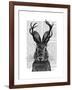 Jackalope with Grey Antlers-Fab Funky-Framed Art Print