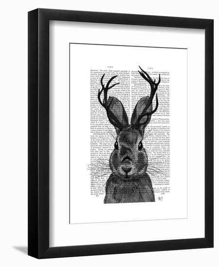 Jackalope with Grey Antlers-Fab Funky-Framed Art Print