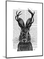 Jackalope with Grey Antlers-Fab Funky-Mounted Art Print