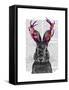 Jackalope with Pink Antlers-Fab Funky-Framed Stretched Canvas