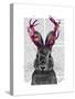 Jackalope with Pink Antlers-Fab Funky-Stretched Canvas