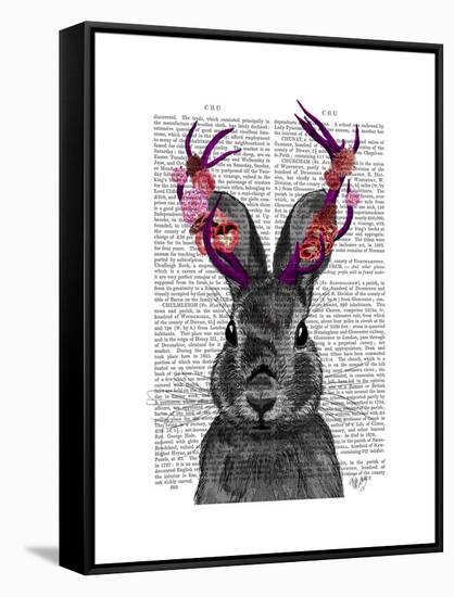 Jackalope with Pink Antlers-Fab Funky-Framed Stretched Canvas