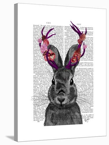 Jackalope with Pink Antlers-Fab Funky-Stretched Canvas