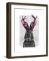 Jackalope with Pink Antlers-Fab Funky-Framed Art Print