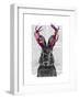 Jackalope with Pink Antlers-Fab Funky-Framed Art Print