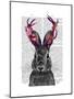Jackalope with Pink Antlers-Fab Funky-Mounted Art Print