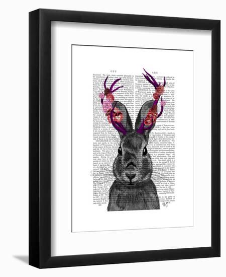 Jackalope with Pink Antlers-Fab Funky-Framed Art Print