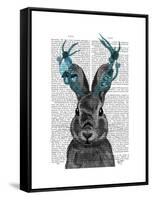 Jackalope with Turquoise Antlers-Fab Funky-Framed Stretched Canvas