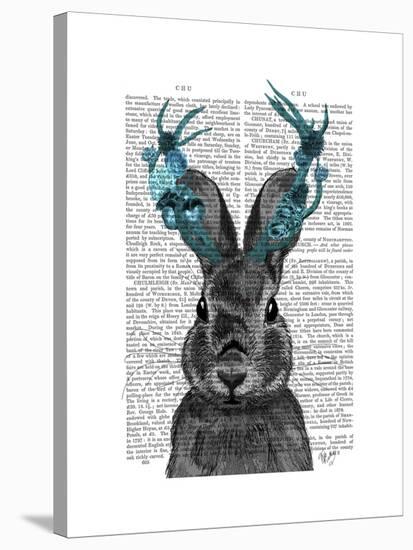 Jackalope with Turquoise Antlers-Fab Funky-Stretched Canvas