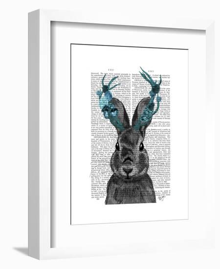 Jackalope with Turquoise Antlers-Fab Funky-Framed Art Print