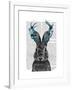 Jackalope with Turquoise Antlers-Fab Funky-Framed Art Print