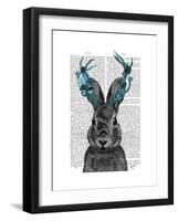 Jackalope with Turquoise Antlers-Fab Funky-Framed Art Print
