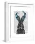 Jackalope with Turquoise Antlers-Fab Funky-Framed Art Print